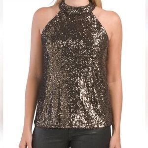 Cable & Gauge Sequin Halter‎ Top